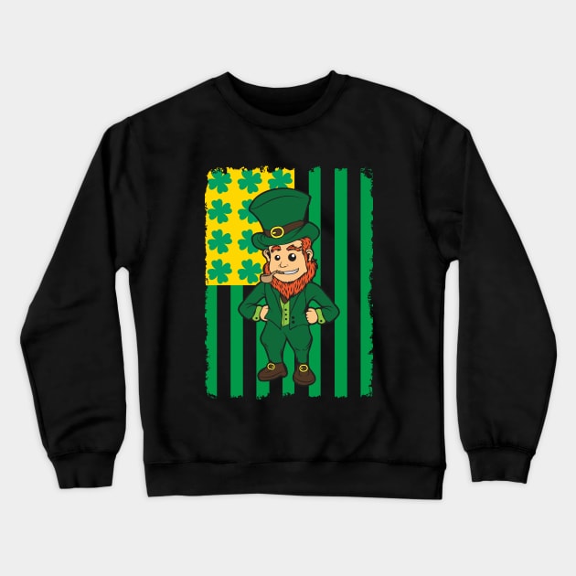 Irish American Leprechaun Flag Crewneck Sweatshirt by AngelFlame